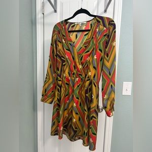 Long sleeve multi color dress